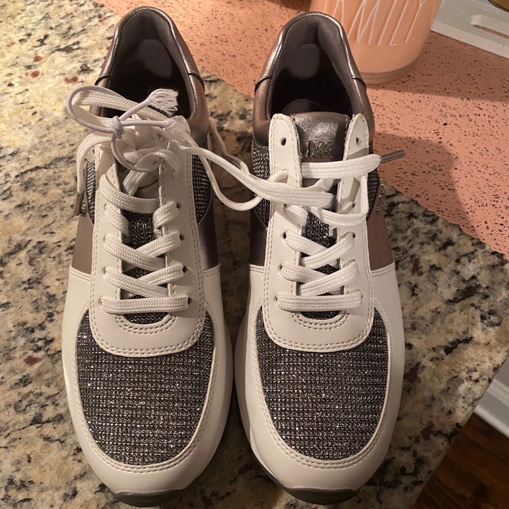 silver michael kors sneakers